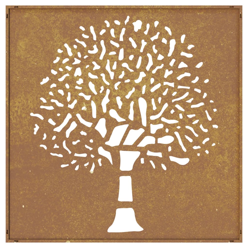vidaXL Décoration murale jardin 55x55 cm acier corten design d'arbre