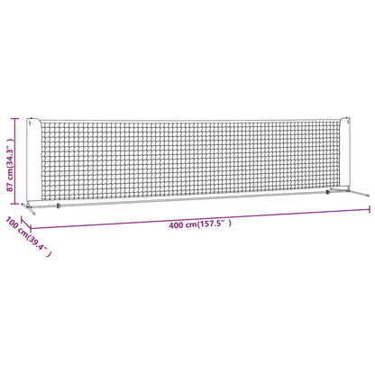 vidaXL Filet de tennis Noir et rouge 400x100x87 cm Polyester