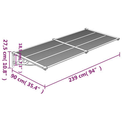 vidaXL Auvent de porte Noir et transparent 239x90 cm Polycarbonate