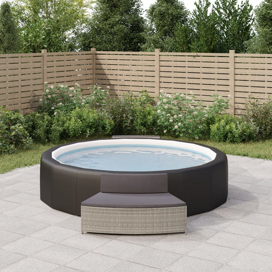 vidaXL Bancs de spa avec coussins 2 pcs gris résine tressée