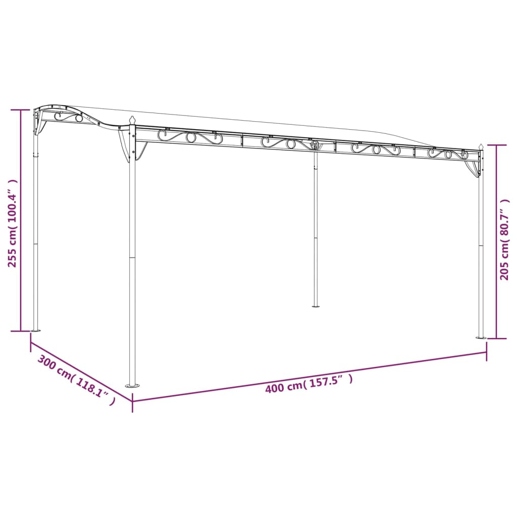 vidaXL Auvent anthracite 4x3 m 180 g/m² tissu et acier