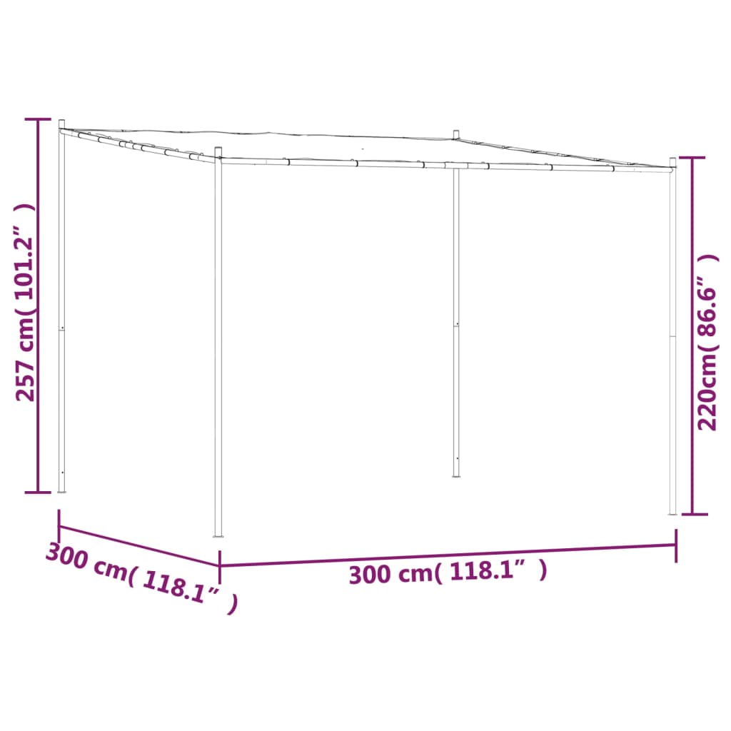 vidaXL Belvédère blanc 3x3 m 180 g/m² tissu et acier