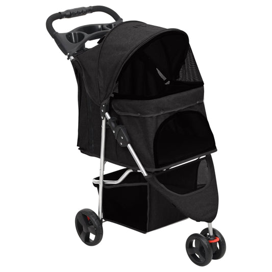 vidaXL Poussette pour chien pliante Noir 80x46x98 cm Tissu Oxford