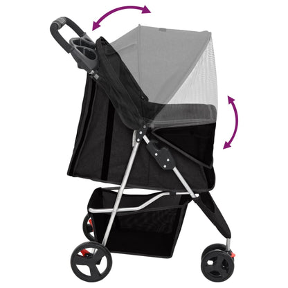 vidaXL Poussette pour chien pliante Noir 80x46x98 cm Tissu Oxford