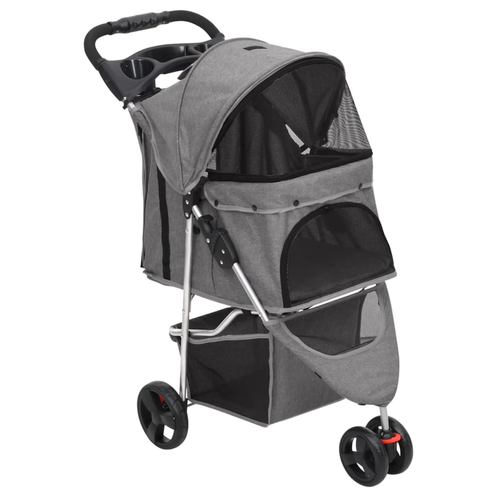 vidaXL Poussette pour chien pliante Gris 80x46x98 cm Tissu Oxford