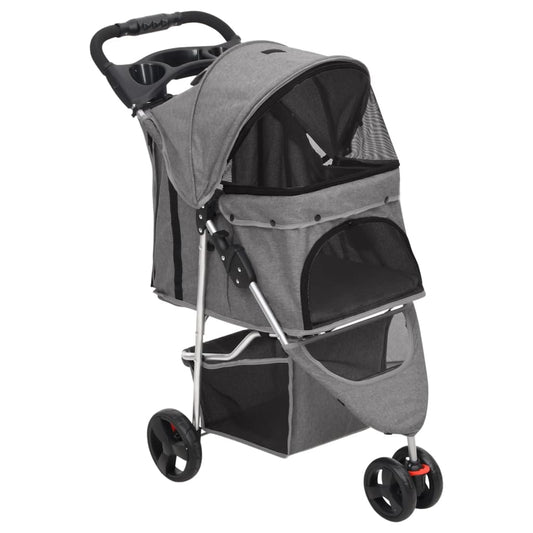 vidaXL Poussette pour chien pliante Gris 80x46x98 cm Tissu Oxford