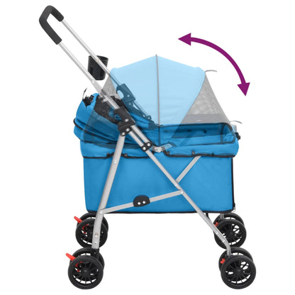 vidaXL Poussette pour chien pliante Bleu 76x50x100 cm Tissu Oxford