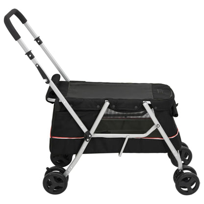 vidaXL Poussette pour chien pliante Noir 100x49x96 cm Tissu de lin
