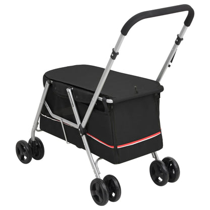 vidaXL Poussette pour chien pliante Noir 100x49x96 cm Tissu de lin