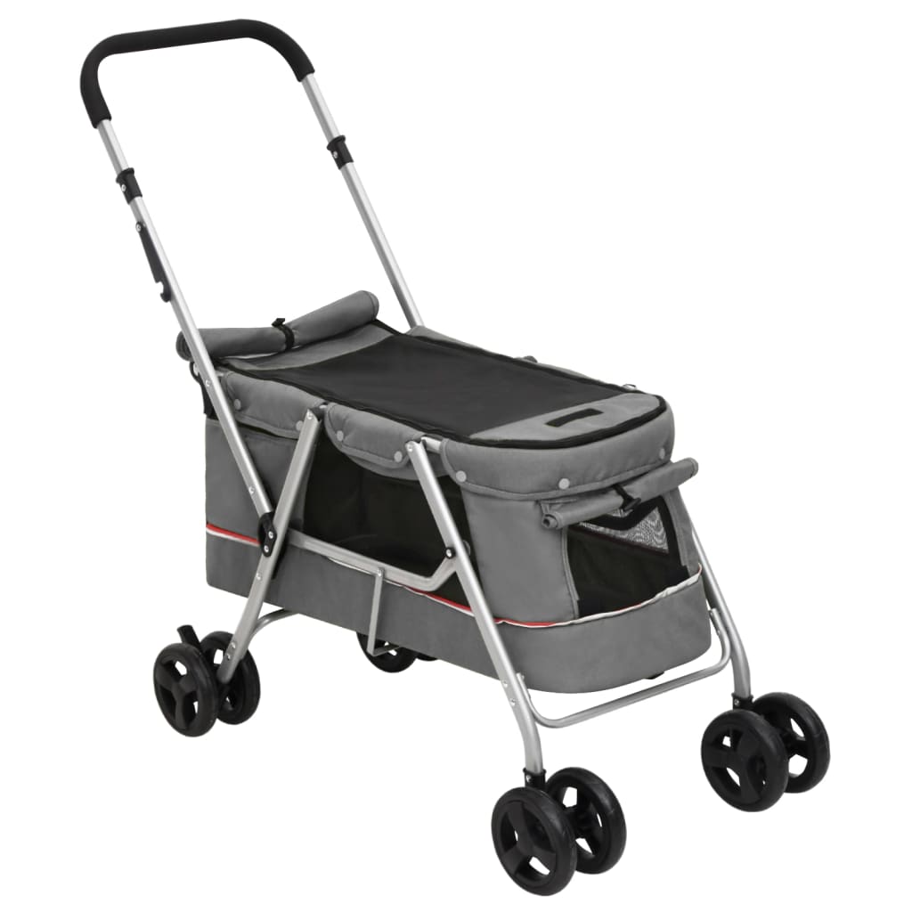vidaXL Poussette pour chien pliante Gris 100x49x96 cm Tissu de lin