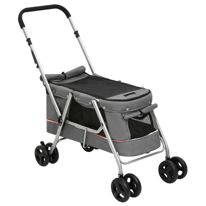 vidaXL Poussette pour chien pliante Gris 100x49x96 cm Tissu de lin