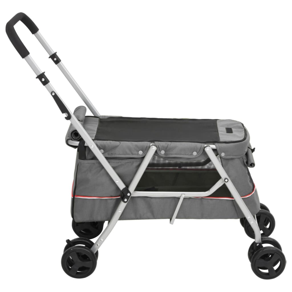 vidaXL Poussette pour chien pliante Gris 100x49x96 cm Tissu de lin