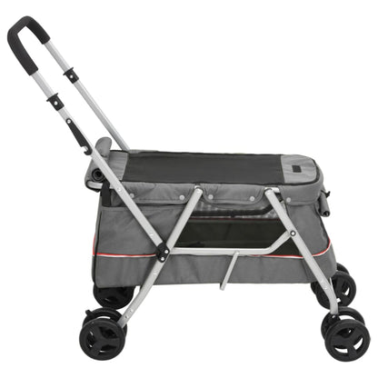 vidaXL Poussette pour chien pliante Gris 100x49x96 cm Tissu de lin