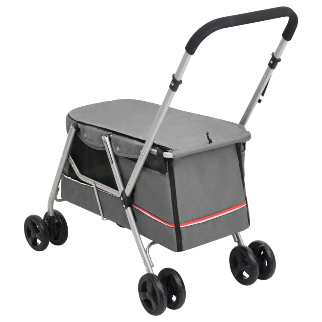 vidaXL Poussette pour chien pliante Gris 100x49x96 cm Tissu de lin