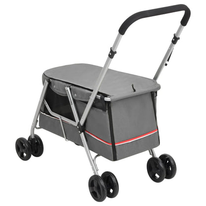 vidaXL Poussette pour chien pliante Gris 100x49x96 cm Tissu de lin