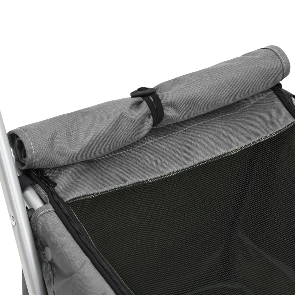 vidaXL Poussette pour chien pliante Gris 100x49x96 cm Tissu de lin
