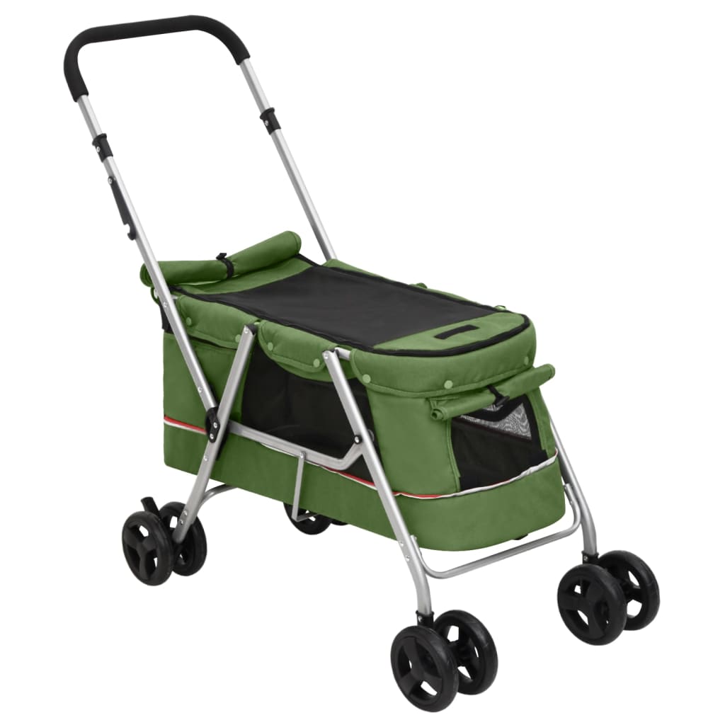 vidaXL Poussette pour chien pliante Vert 100x49x96 cm Tissu de lin