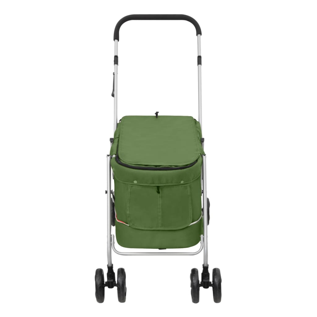 vidaXL Poussette pour chien pliante Vert 100x49x96 cm Tissu de lin