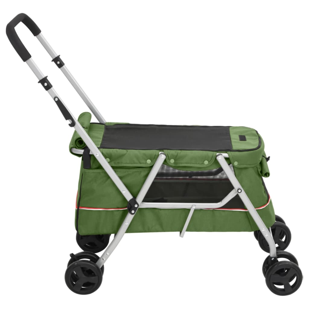 vidaXL Poussette pour chien pliante Vert 100x49x96 cm Tissu de lin