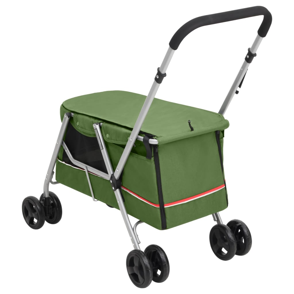 vidaXL Poussette pour chien pliante Vert 100x49x96 cm Tissu de lin