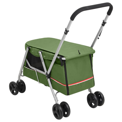 vidaXL Poussette pour chien pliante Vert 100x49x96 cm Tissu de lin