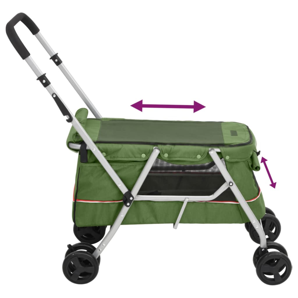 vidaXL Poussette pour chien pliante Vert 100x49x96 cm Tissu de lin