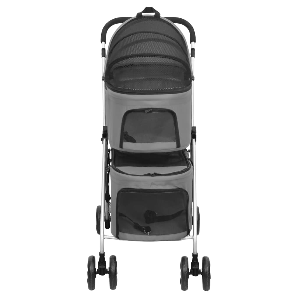 vidaXL Poussette pour chien pliante à 2 niveaux Gris 83x48x97 cm