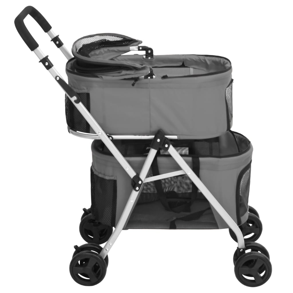 vidaXL Poussette pour chien pliante à 2 niveaux Gris 83x48x97 cm