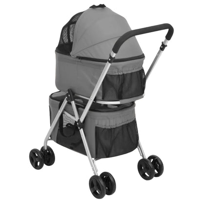 vidaXL Poussette pour chien pliante à 2 niveaux Gris 83x48x97 cm