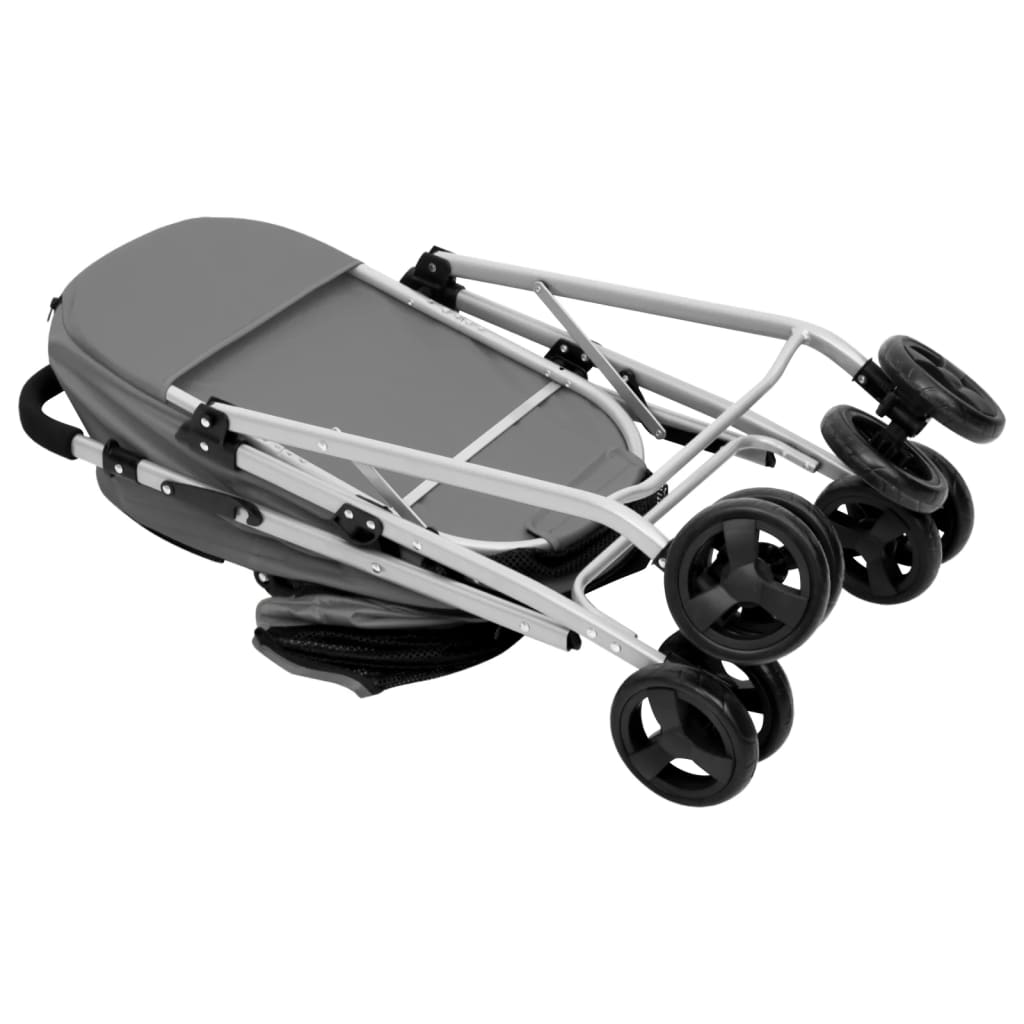 vidaXL Poussette pour chien pliante à 2 niveaux Gris 83x48x97 cm