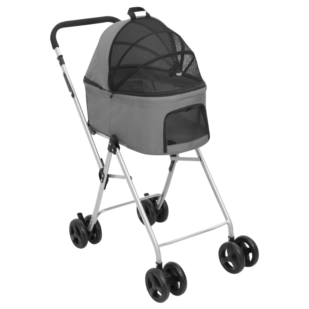 vidaXL Poussette pour chien pliante à 2 niveaux Gris 83x48x97 cm