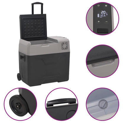 vidaXL Glacière avec roue et adaptateur noir et gris 30L polypropylène