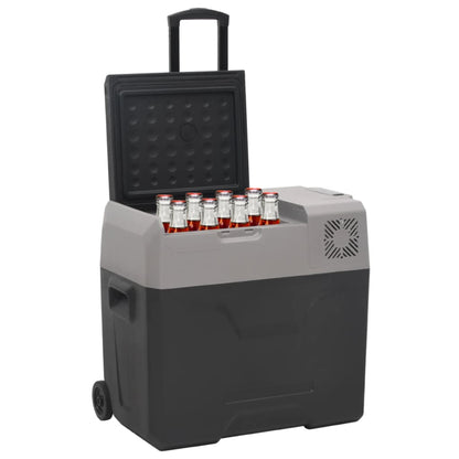 vidaXL Glacière avec roue et adaptateur noir et gris 50L polypropylène