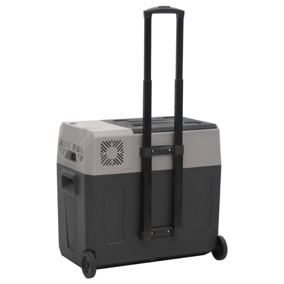vidaXL Glacière avec roue et adaptateur noir et gris 50L polypropylène