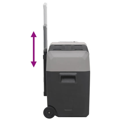 vidaXL Glacière avec roue et adaptateur noir et gris 50L polypropylène