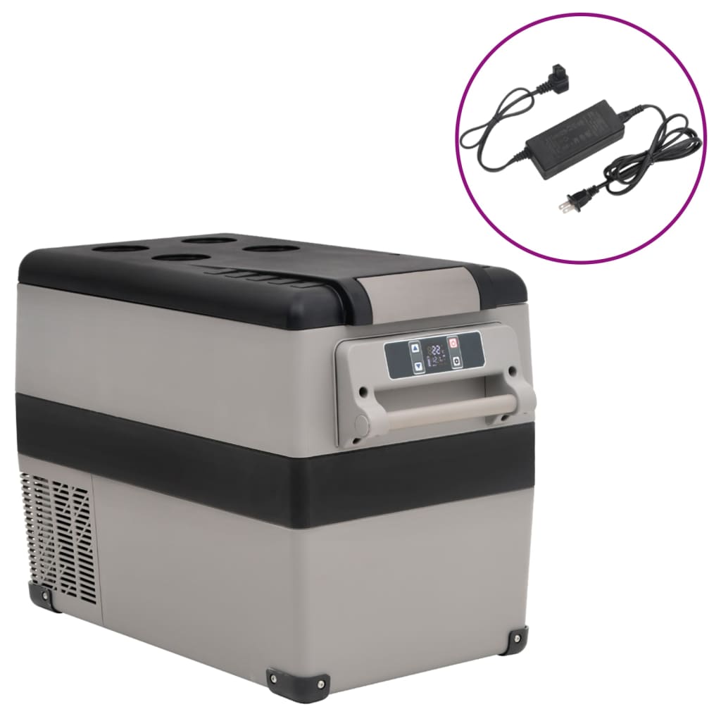 vidaXL Glacière avec poignée et adaptateur noir et gris 35 L PP et PE