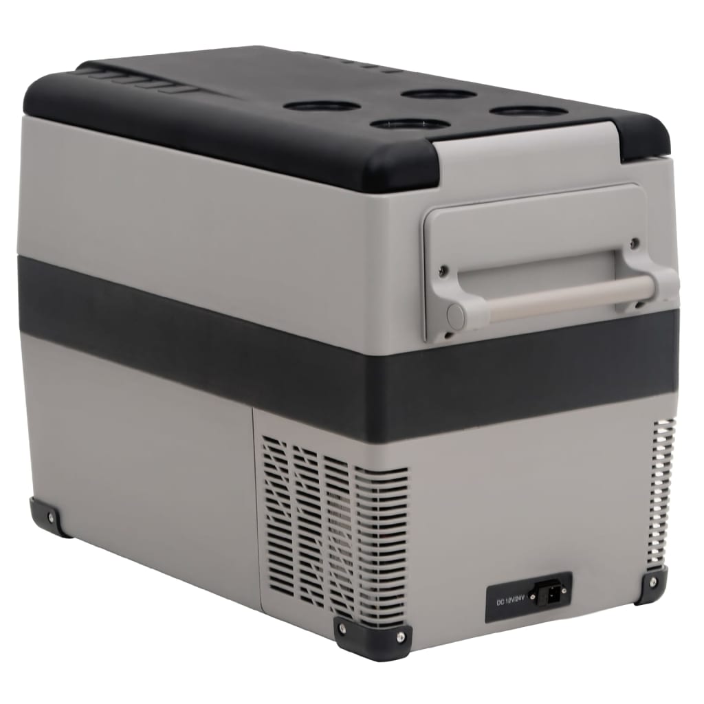 vidaXL Glacière avec poignée et adaptateur noir et gris 35 L PP et PE