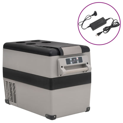vidaXL Glacière avec poignée et adaptateur noir et gris 55 L PP et PE