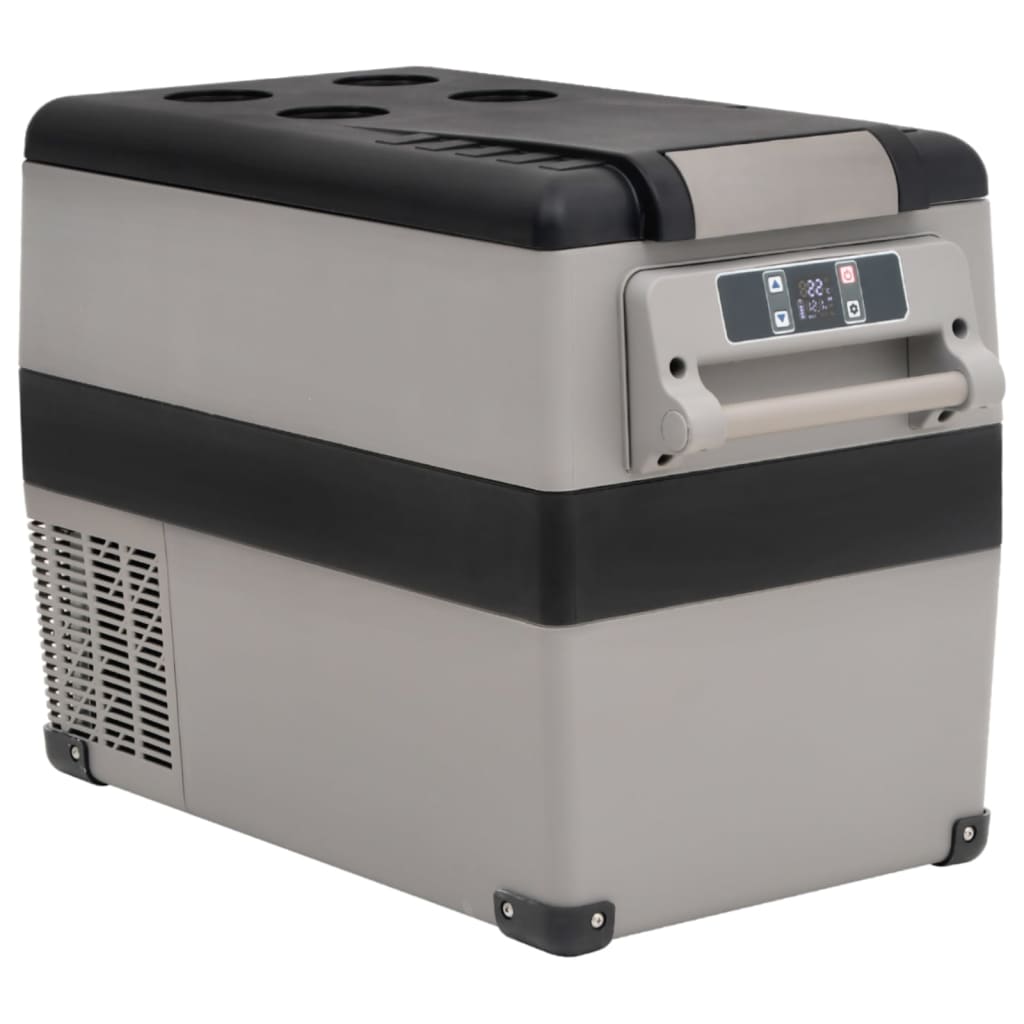 vidaXL Glacière avec poignée et adaptateur noir et gris 55 L PP et PE