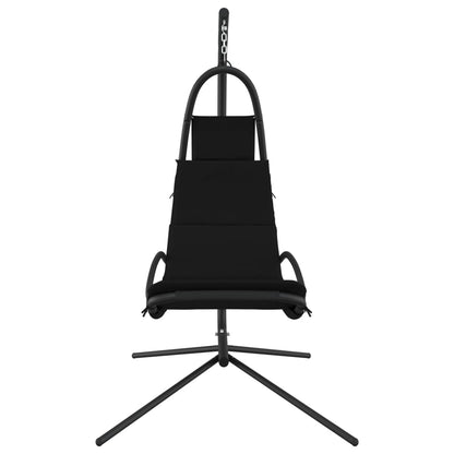 vidaXL Chaise balançoire de jardin et coussin noir tissu Oxford/acier
