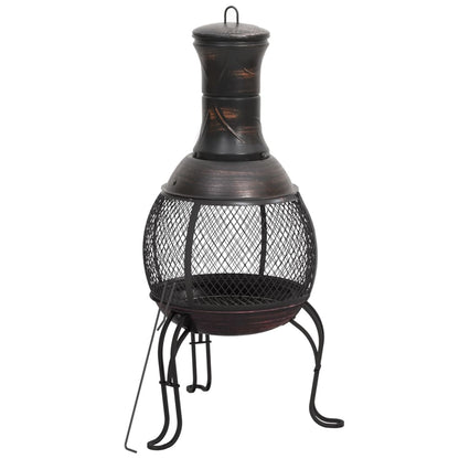 vidaXL Poêle de jardin avec tisonnier 39x39x90 cm acier