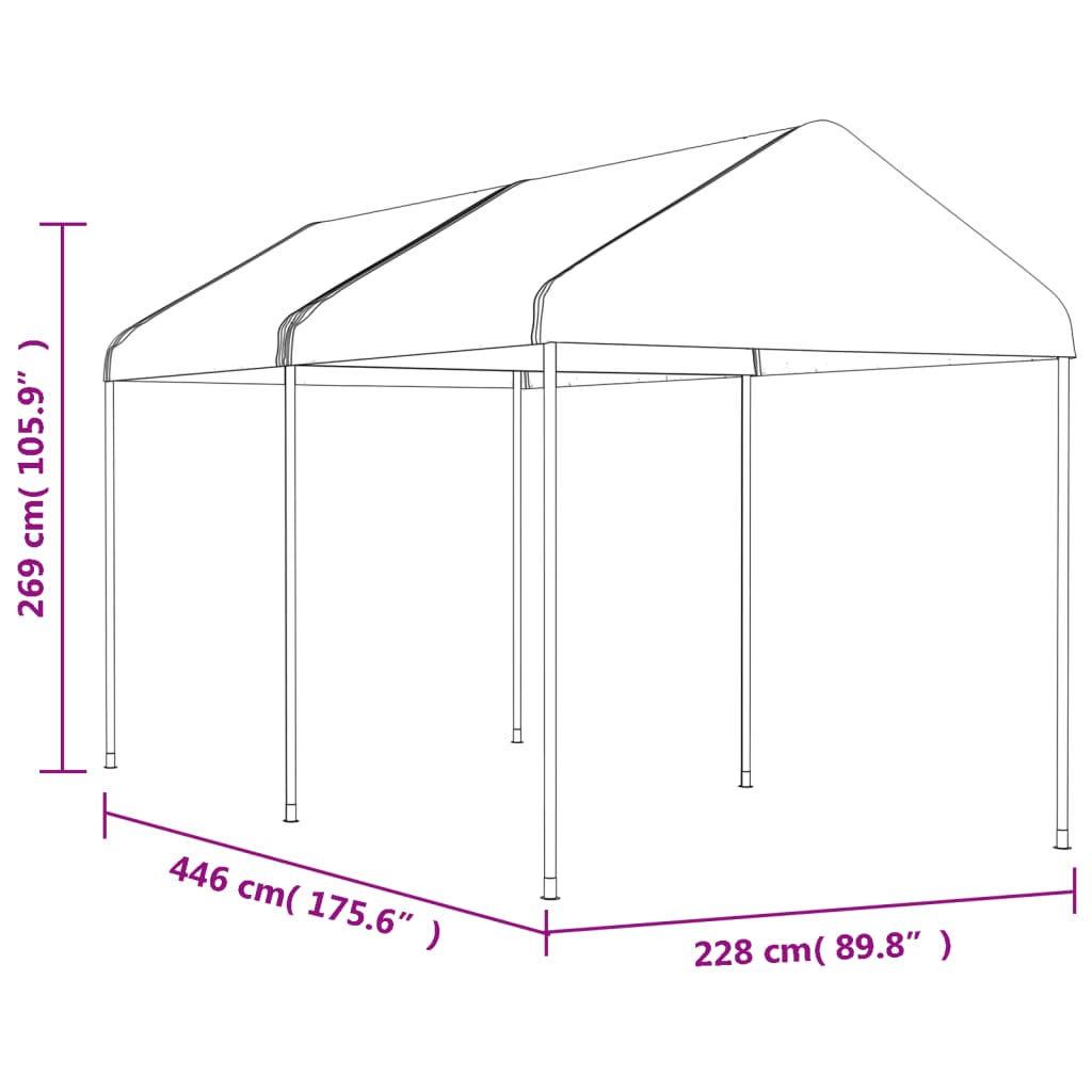 vidaXL Belvédère avec toit blanc 4,46x2,28x2,69 m polyéthylène