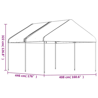 vidaXL Belvédère avec toit blanc 4,46x4,08x3,22 m polyéthylène
