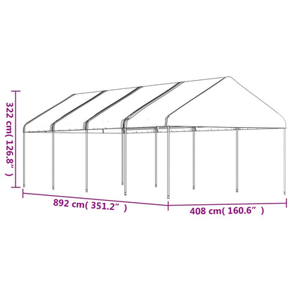 vidaXL Belvédère avec toit blanc 8,92x4,08x3,22 m polyéthylène