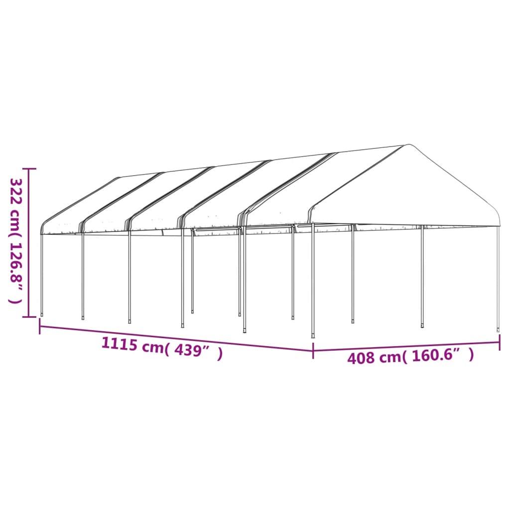 vidaXL Belvédère avec toit blanc 11,15x4,08x3,22 m polyéthylène