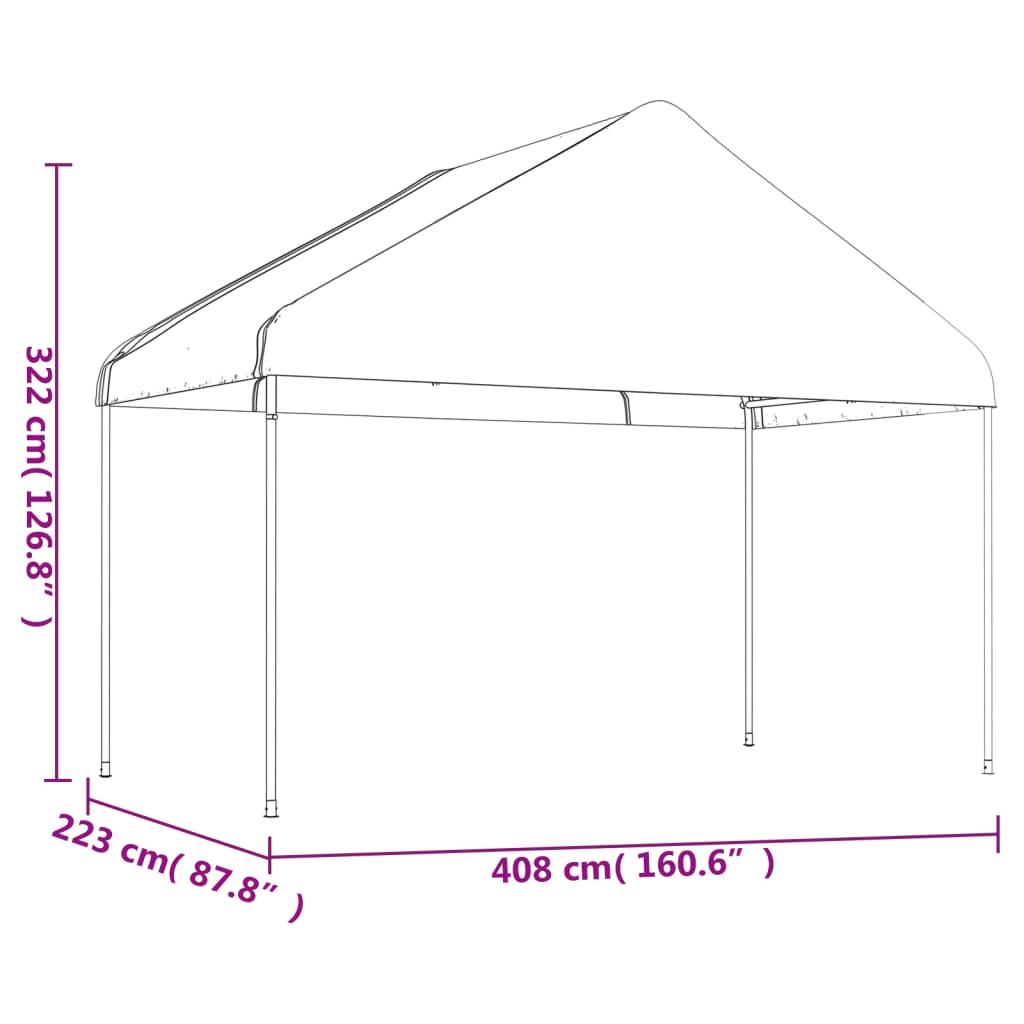 vidaXL Belvédère avec toit blanc 15,61x4,08x3,22 m polyéthylène
