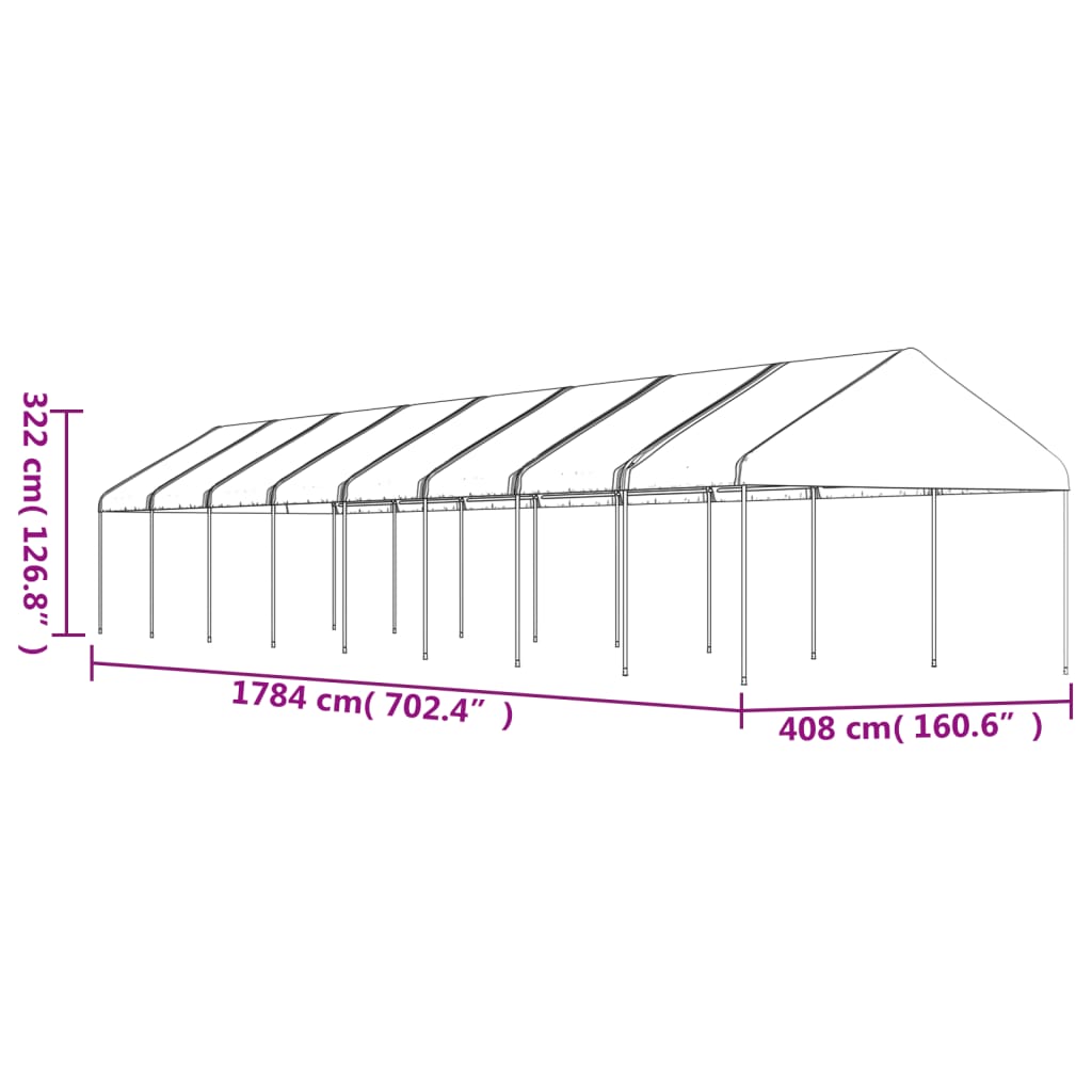 vidaXL Belvédère avec toit blanc 17,84x4,08x3,22 m polyéthylène