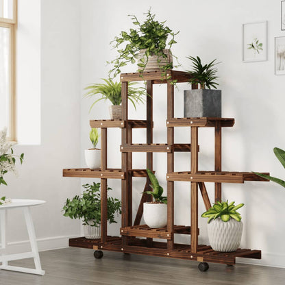 vidaXL Support à fleurs avec roues 110x25x101 cm bois massif de sapin