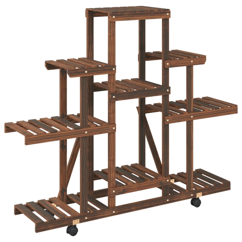 vidaXL Support à fleurs avec roues 110x25x101 cm bois massif de sapin