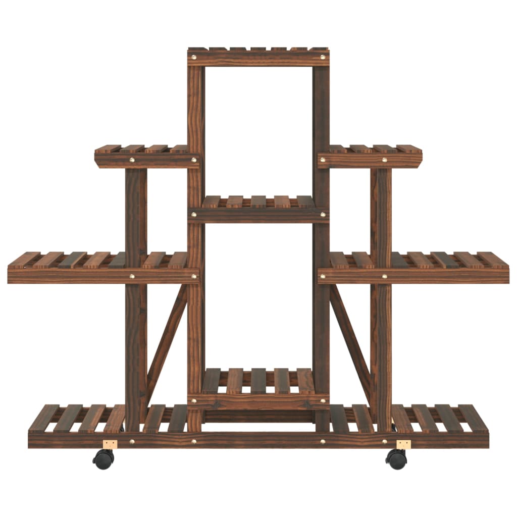 vidaXL Support à fleurs avec roues 110x25x101 cm bois massif de sapin